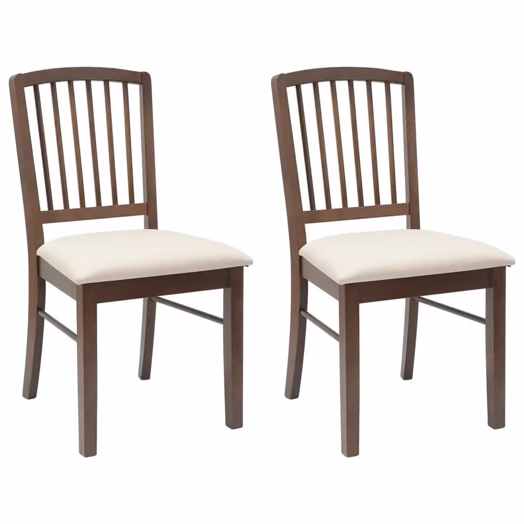 Set di 2 sedie da pranzo moderne vidaXL in legno di gomma marrone chiaro L 50 cm x P 52,5 cm x H 91 cm – 2