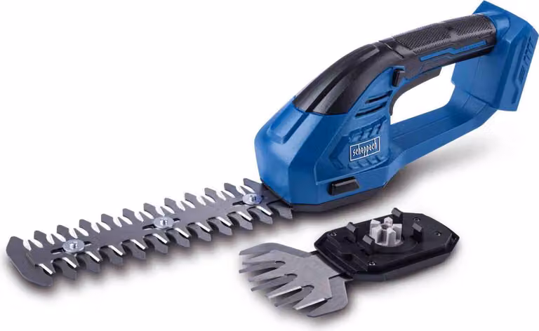 Cesoie per erba e arbusti a batteria Scheppach 2in1 C-HTGS200-X | 90 mm | 200 mm | 20V IXES | incl. lama per arbusti/erba e 2 coperture di protezione
