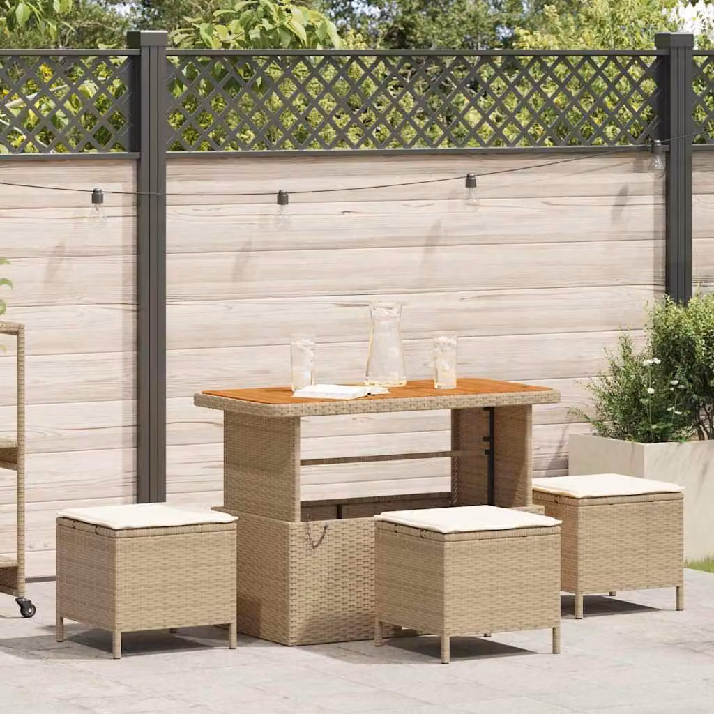 Maison Exclusive - Set da pranzo per esterno, 4 pezzi, rattan sintetico beige