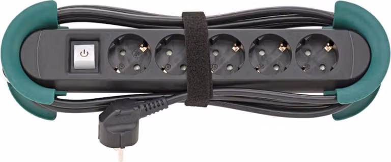 Ciabatta elettrica a 5 prese H05VV-F3G1,5 Divaricatore e gancio da 3 m FORTIS