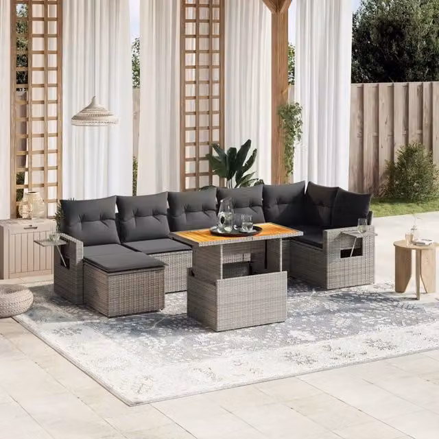 Set Divano da Giardino 8 pz con Cuscini Grigio in Polyrattan 3271865
