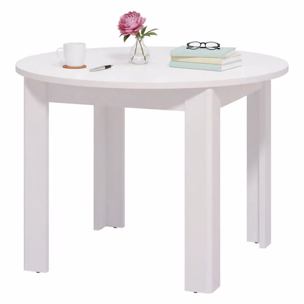 Tavolo fisso rotondo DMORA per 4 persone, Bianco, L/P/H: 107 x 107 x 77 cm – 2
