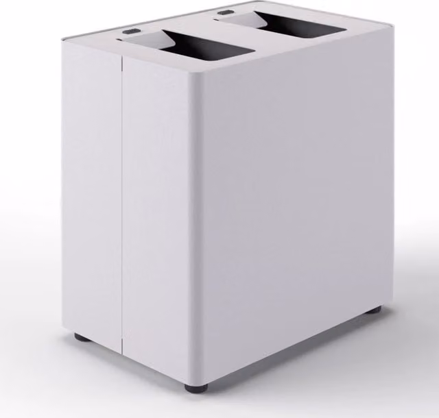 Pattumiera a 2 Scomparti Totale 48 L 48,5x33x49 cm con Contenitori Interni in Acciaio Verniciato Bianco