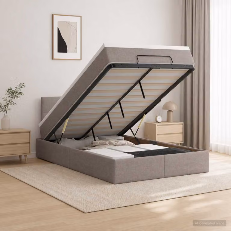 Letto ottomano con materasso vidaXL in tessuto, L/P: 120 x 200 cm