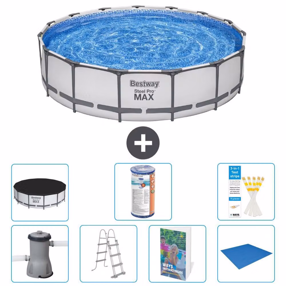 Piscina gonfiabile Bestway Steel Pro MAX, rotonda, 457x122 cm, composta da 6 parti, modello S594