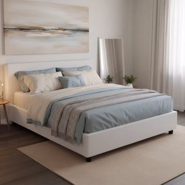 Letto Matrimoniale Aluin Talamo Italia con Materasso e Contenitore a Alzata, Bianco, 160x200 cm
