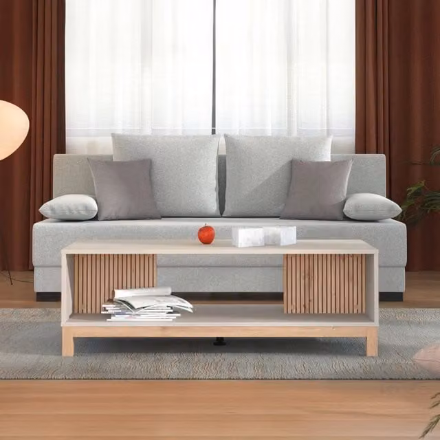 DMORA Tavolino da Salotto Moderno in Legno Rovere Beige L/P/H: 120.5 x 54.5 x 41 cm
