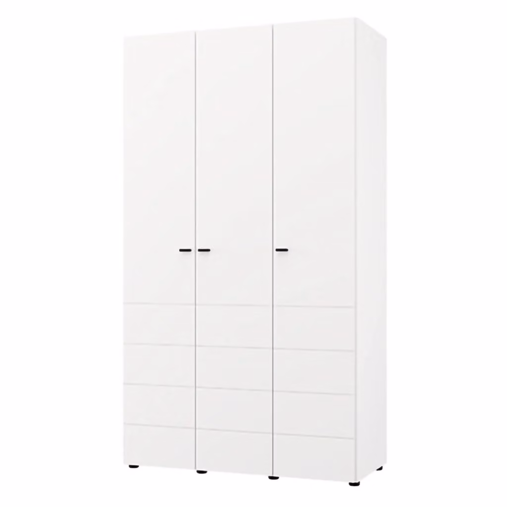 Armadio da camera da letto DMORA con ante a battente, interno con appendiabiti e ripiani, Bianco Opaco, L: 117 cm, P: 52 cm, H: 208 cm – 2