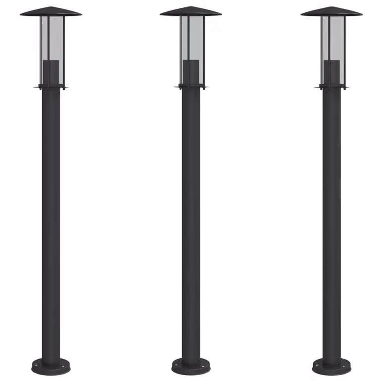 Lampade da Terra per Esterni 3 pz Nere 100 cm in Acciaio Inox