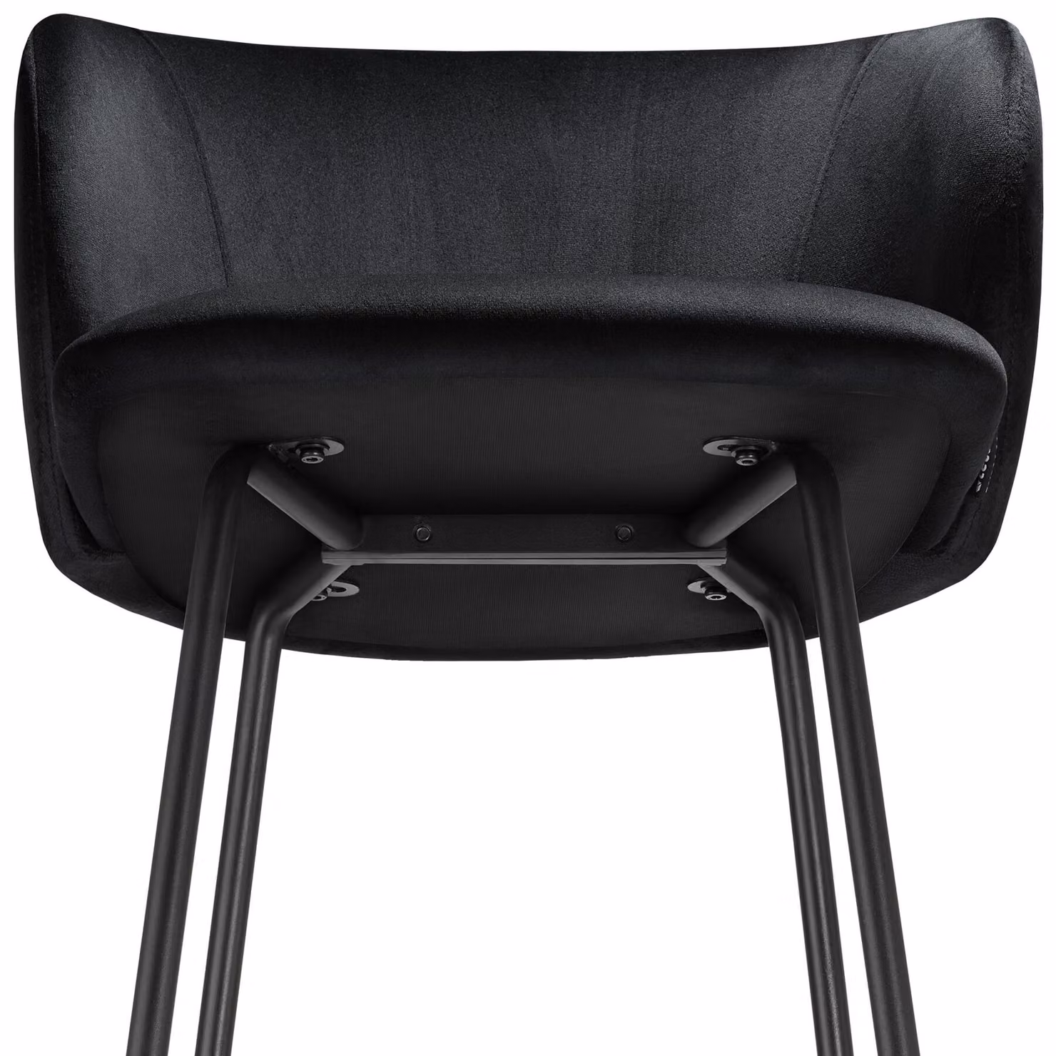 Set di 4 sgabelli Luana TecTake con schienale in effetto velluto nero, design moderno per cucina e soggiorno – 1