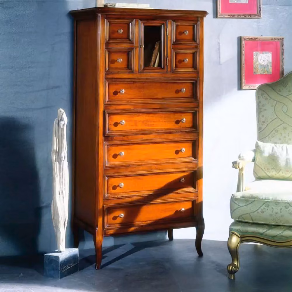 Cassettiera classica in legno con 9 cassetti Mobili 2G finitura bassano L: 70 cm, P: 43 cm, H: 140 cm – 2
