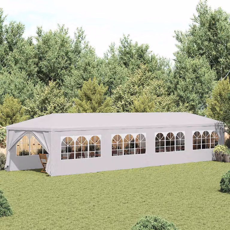 vidaXL Gazebo da Giardino Moderno in Acciaio e Poliestere Bianco L: 300 cm x P: 300 cm x H: 255 cm