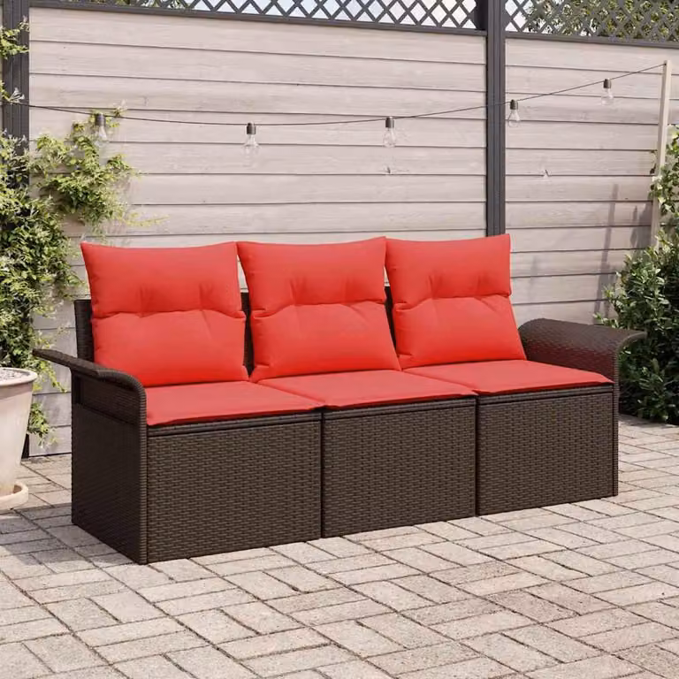 Maison Exclusive - Set da giardino composto da 3 pezzi, divano in rattan sintetico marrone