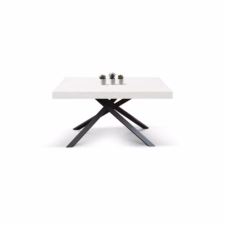 Tavolo FORTE DEI MARMI bianco frassinato allungabile con base antracite 140×90 cm – 220×90 cm