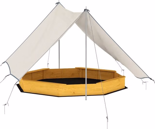 Sabbiera da esterno 214,5 x 214,5 x 22,5 cm tettoia protettiva capacità 500 l 4 panche scandinava in legno di abete giallo 21_0000355