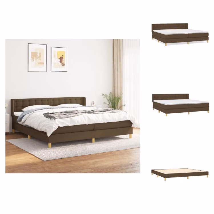 vidaXL Letto a molle con materasso in tessuto marrone scuro 200x200 cm - Letti e strutture letto