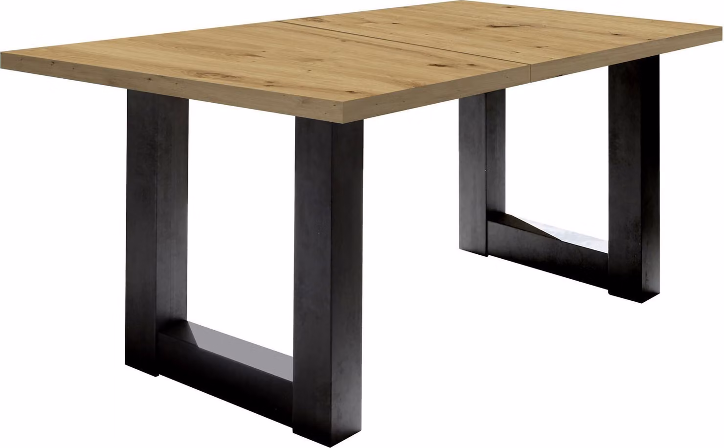 Tavolo da pranzo allungabile Eila 7 160 x 90 x 75 Tavolo da sala da pranzo acciaio nero/rovere nodoso 13364-160