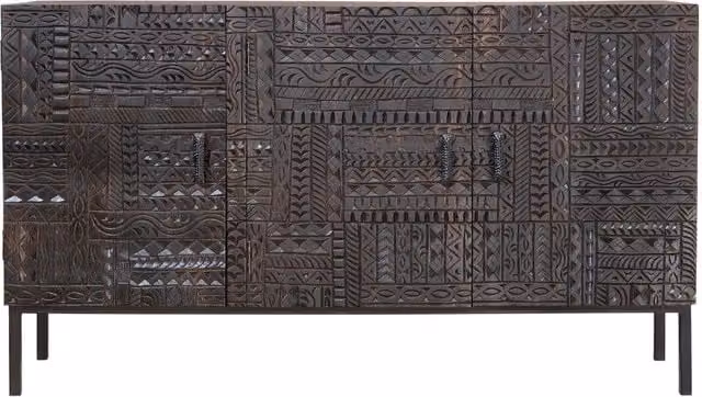 Comodino alto Giner Y Colomer in legno di mango e metallo, colore marrone – 1