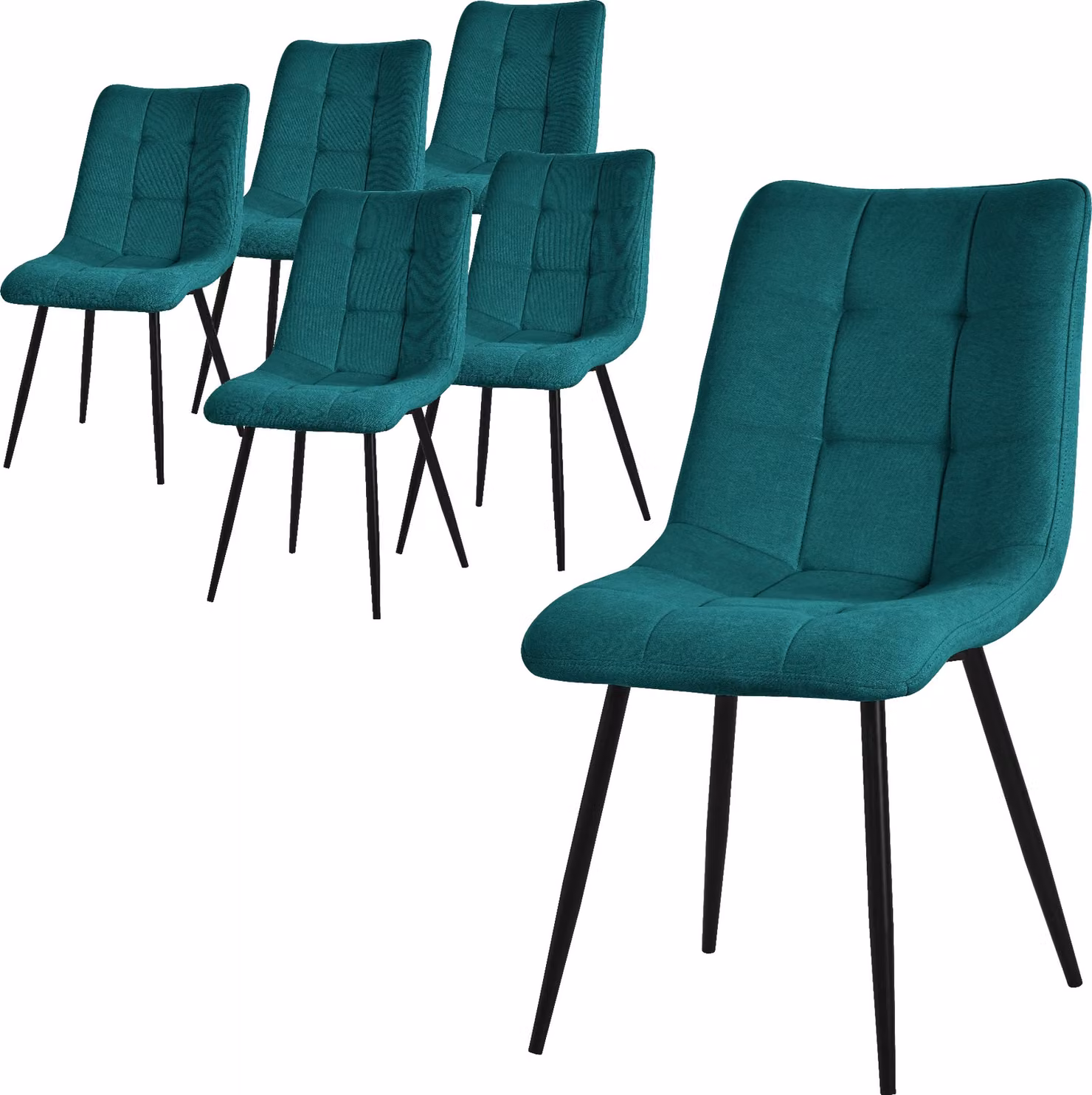 ML-Design set di 6 sedie da sala da pranzo a benzina, sedie da soggiorno con rivestimento in tessuto e gambe in metallo, sedie da cucina con schienale
