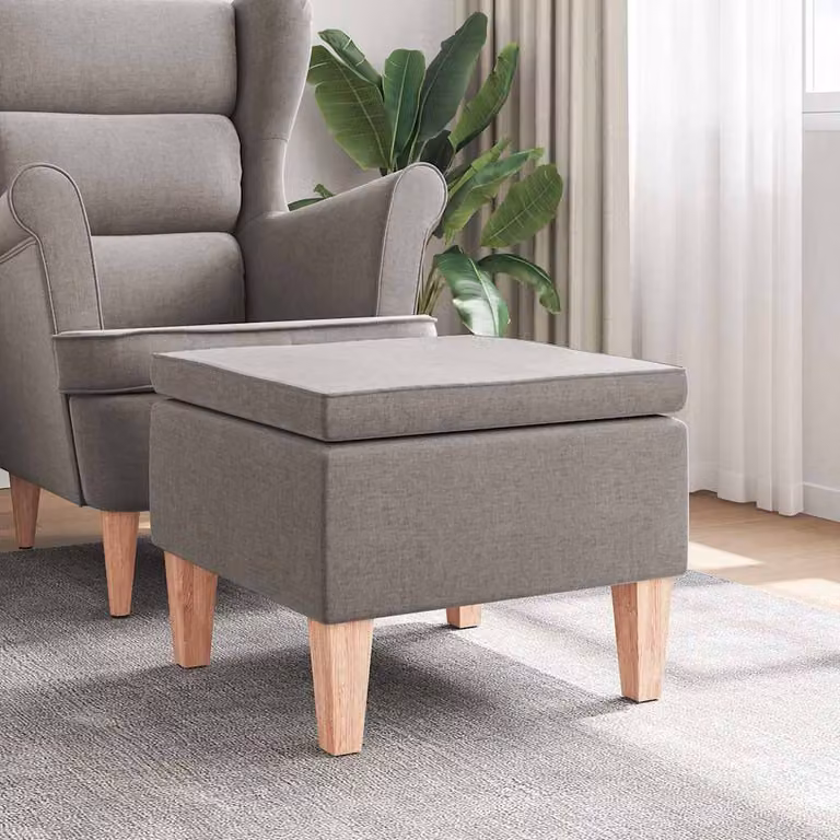 Poggiapiedi vidaXL moderno in tessuto beige e grigio con gambe in legno