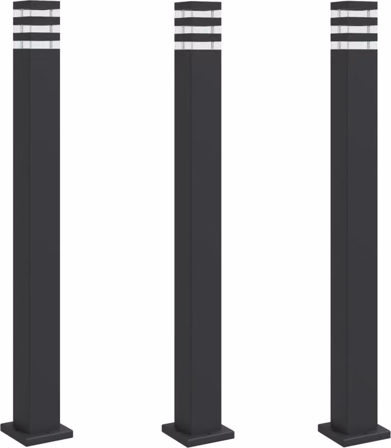 Lampade da Terra per Esterni 3pz Nere 110 cm in Alluminio