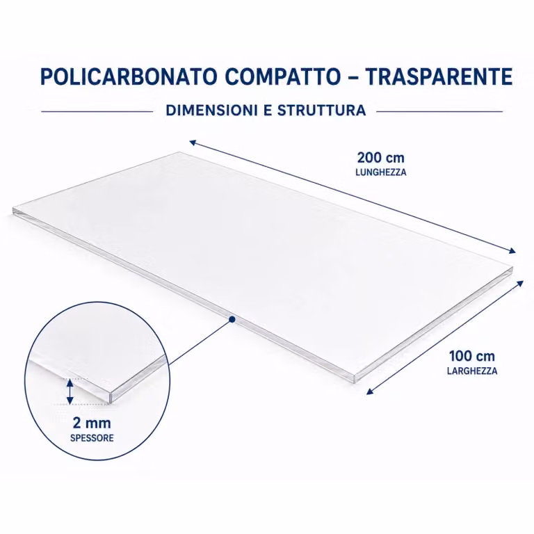 EZOOZA Pannello in Policarbonato Compatto Trasparente, Spessore: 2 mm, L: 200 cm, P: 100 cm, Confezione da 3 Pezzi