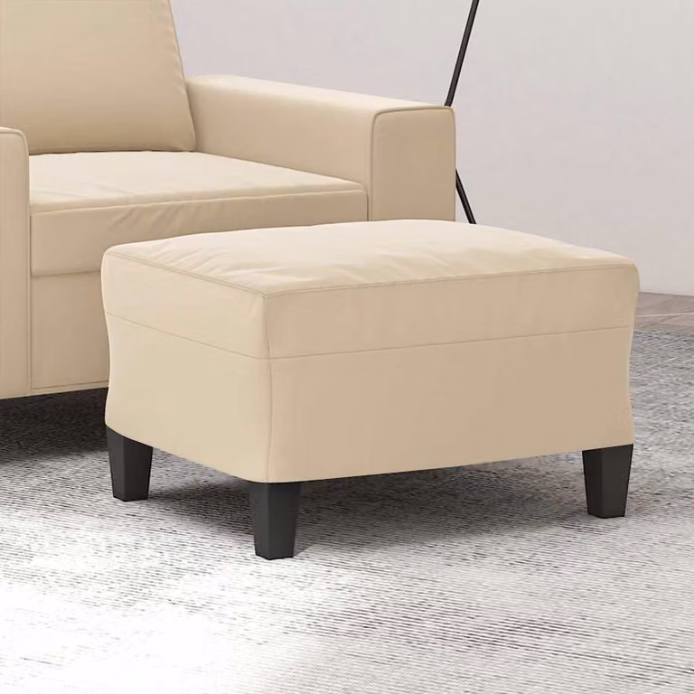 Poggiapiedi vidaXL in microfibra beige L/P/H: 60 x 50 x 41 cm