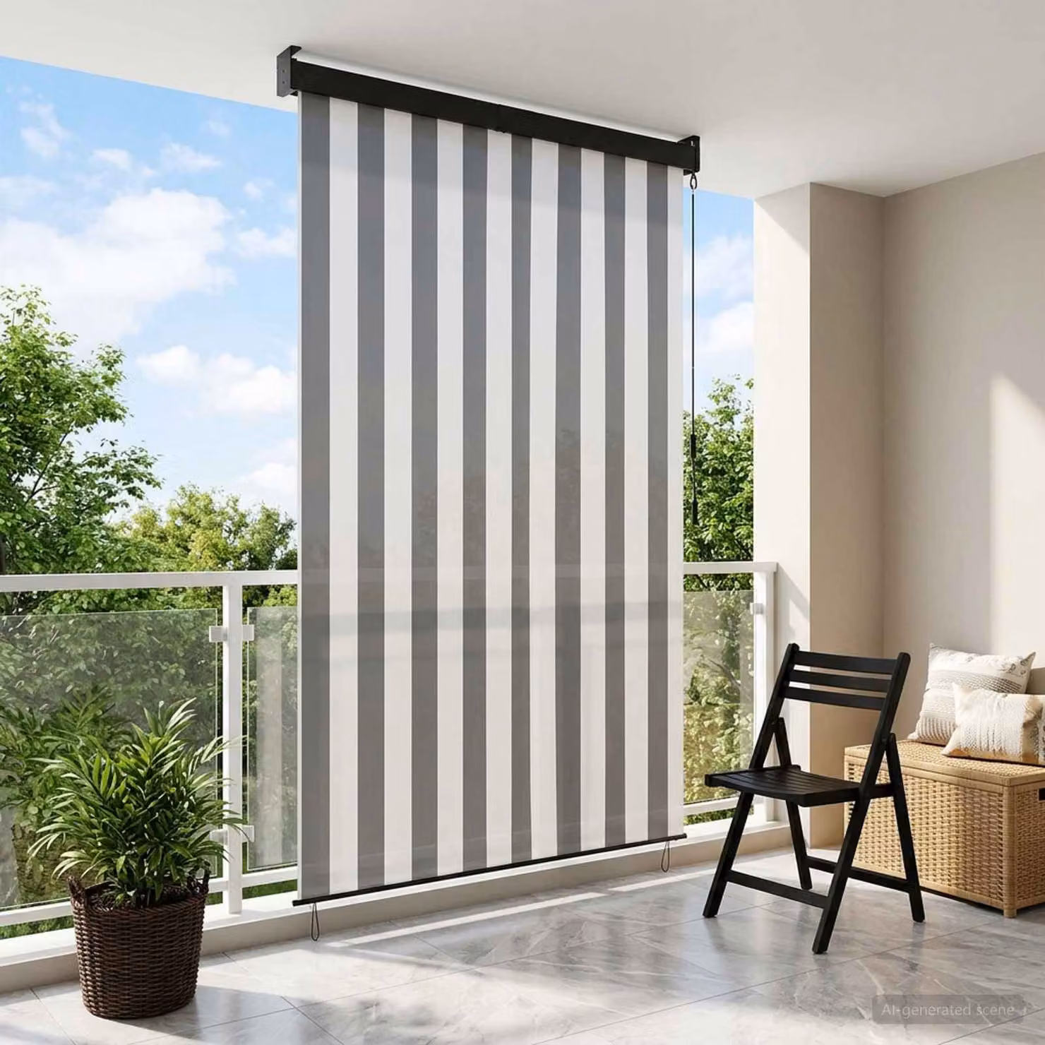 vidaXL Tenda a rullo in poliestere e alluminio, Antracite e Bianco, L 160 cm x H 250 cm