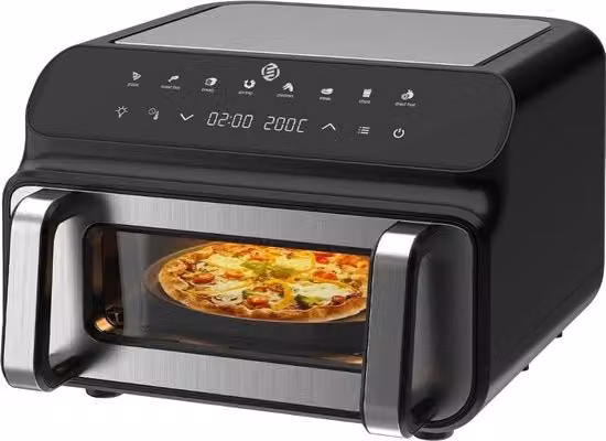 Frittatore a Doppia Zona - Cucina Doppia - Dual Cook - Frittatore a Doppio Flusso d'Aria - Varie Impostazioni - Dual Zone - Mega Dettagli tecnici: - Modello: - Capacità: - Potenza: - Temperatura massima: - Funzioni: - Dimensioni: - Peso: