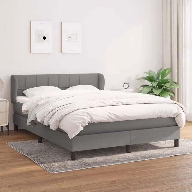 Letto Ibrido vidaXL con Giroletto a Molle e Materasso Grigio e Bianco L/P/H: 193 x 147 x 88 cm – 1