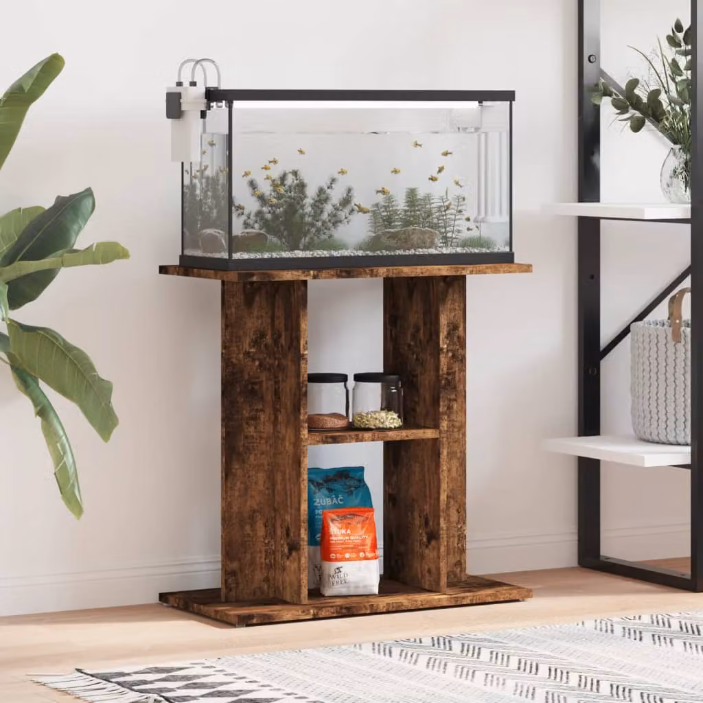 vidaXL Supporto per acquario in legno ingegnerizzato color rovere affumicato, L 60 cm x P 30 cm x H 60 cm