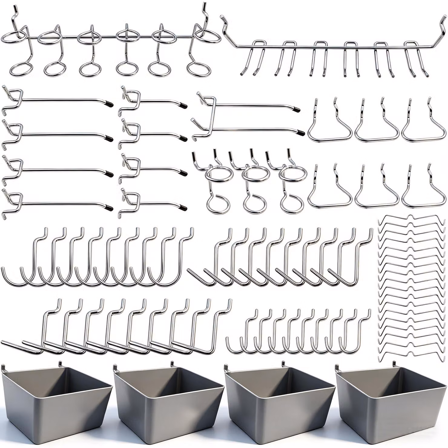 Set di ganci per utensili, completo di scatole porta-attrezzi e sistemi di chiusura, 80 pezzi, per l'organizzazione degli utensili