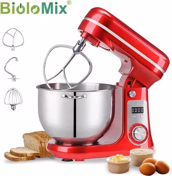 Impastatrice per cucina - Macchina per cucina - Impastatrice con contenitore per mescolare - Impastatrici per cucina - Macchina per impastare - Macchina per impastare - Colore rosso