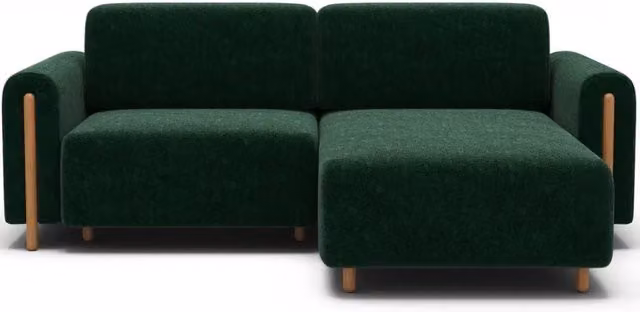 Divano ad angolo convertibile ARVESSA MEUBLORAMA verde smeraldo in tessuto bouclé con funzione letto e angolo destro L/P/H: 244 x 154 x 95 cm – 1