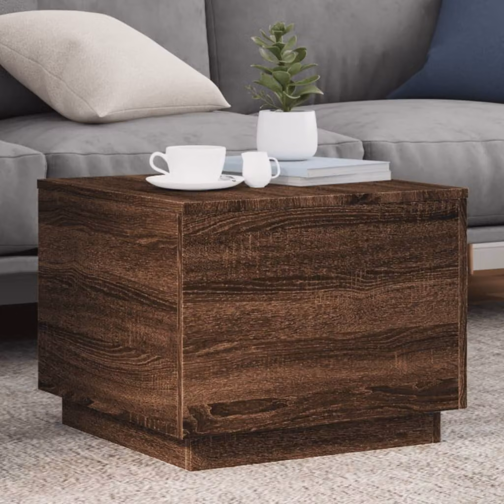 Maison Exclusive - Tavolino con luci LED effetto rovere marrone 50x50x40 cm