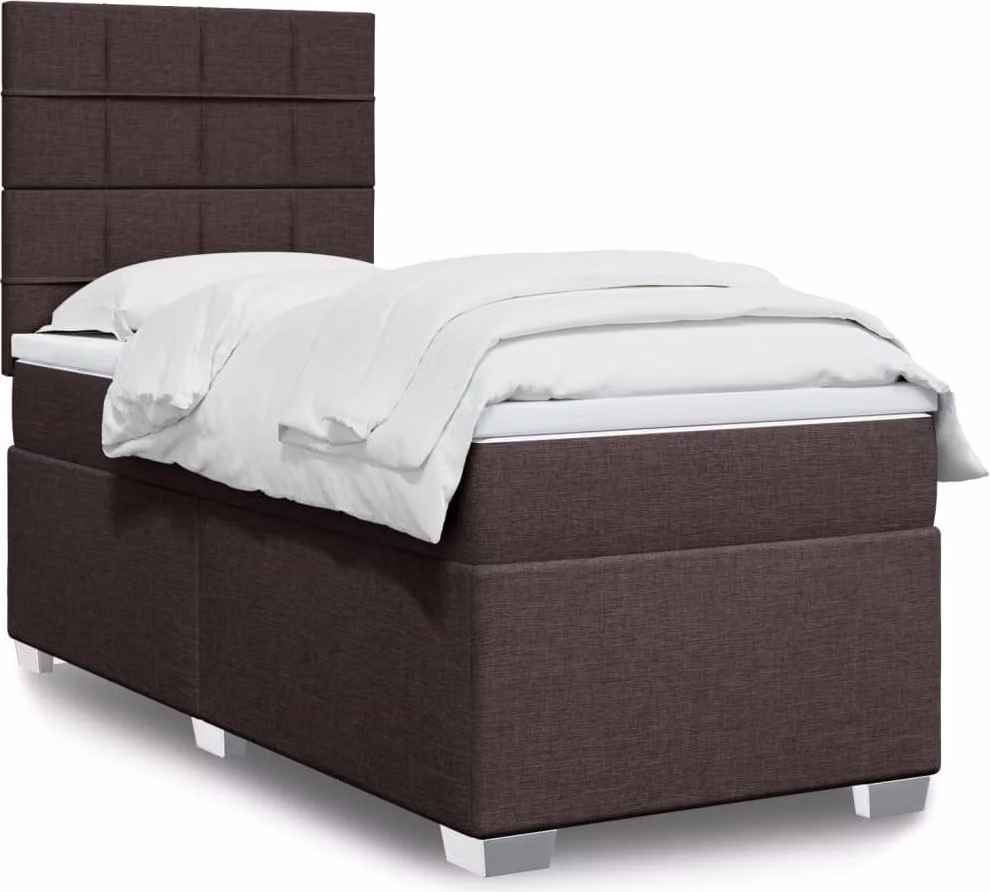 Maison Exclusive - Letto boxspring con materasso marrone scuro 100x200 cm tessuto