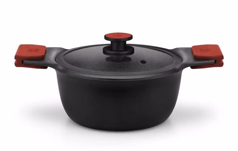 Casseruola alta con coperchio in alluminio antiaderente per induzione, linea Infinity, diam.20cm