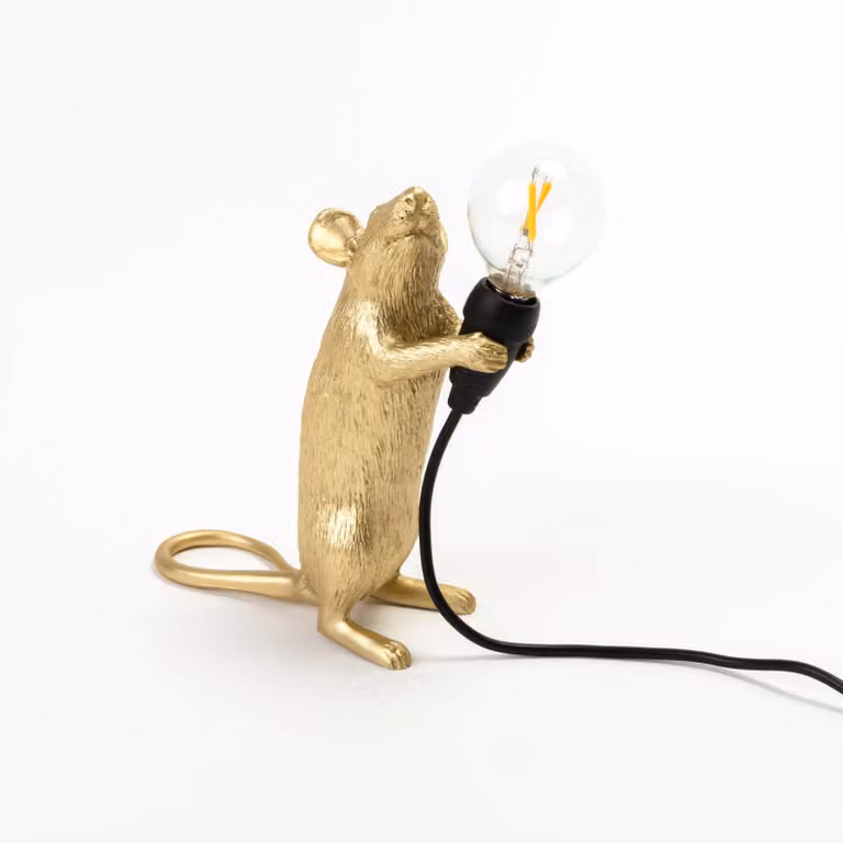 SELETTI Mouse Lamp Lampadina LED lampada decorativa USB in piedi oro Valentine, Ottone / Oro, Soggiorno / Sala da pranzo, Plastica, Design, Lampada da tavolo