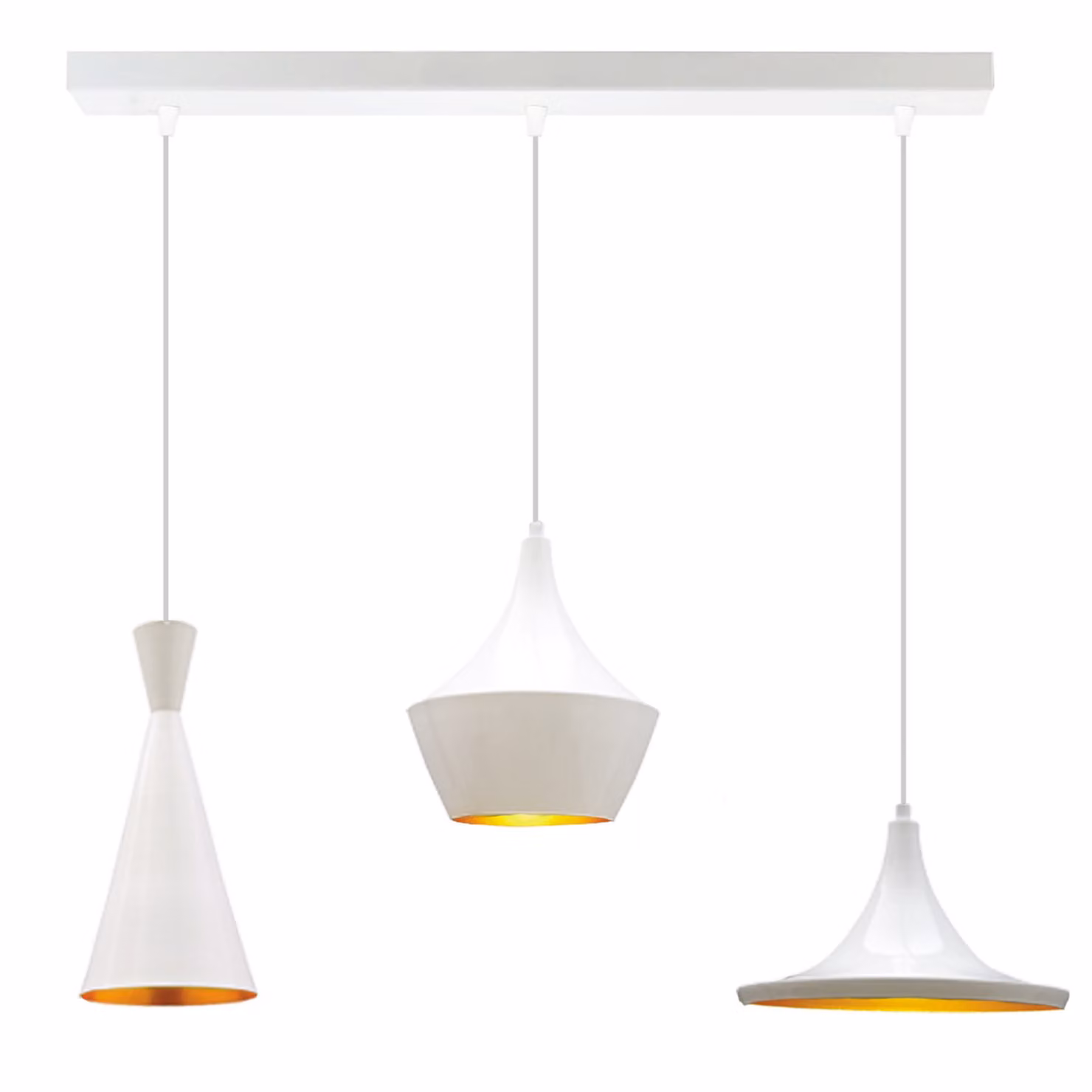 Lampada a sospensione a 3 luci in metallo E27 bianca moderna