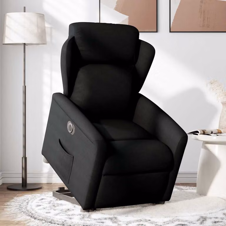 vidaXL Poltrona Alzapersona Reclinabile Elettrica Nera in Tessuto