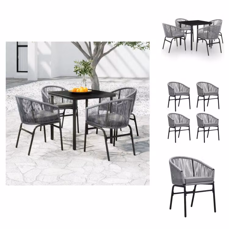 vidaXL Set da pranzo da giardino 5 pezzi grigio - Set di mobili da giardino