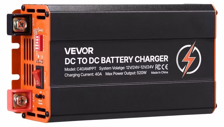 Caricabatterie CC-CC con MPPT, 520 W, caricabatterie integrato da 40 A, doppio ingresso (pannello solare/alternatore), ricarica intelligente multistadio per batterie LiFePO4 e al piombo, per camper, auto e alimentazione di emergenza domestica