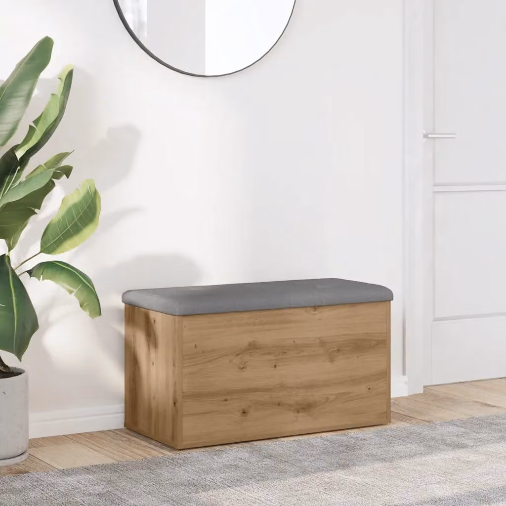 vidaXL Panca contenitore artigianale in legno ingegnerizzato rovere, L: 82 cm, P: 42 cm, H: 45 cm
