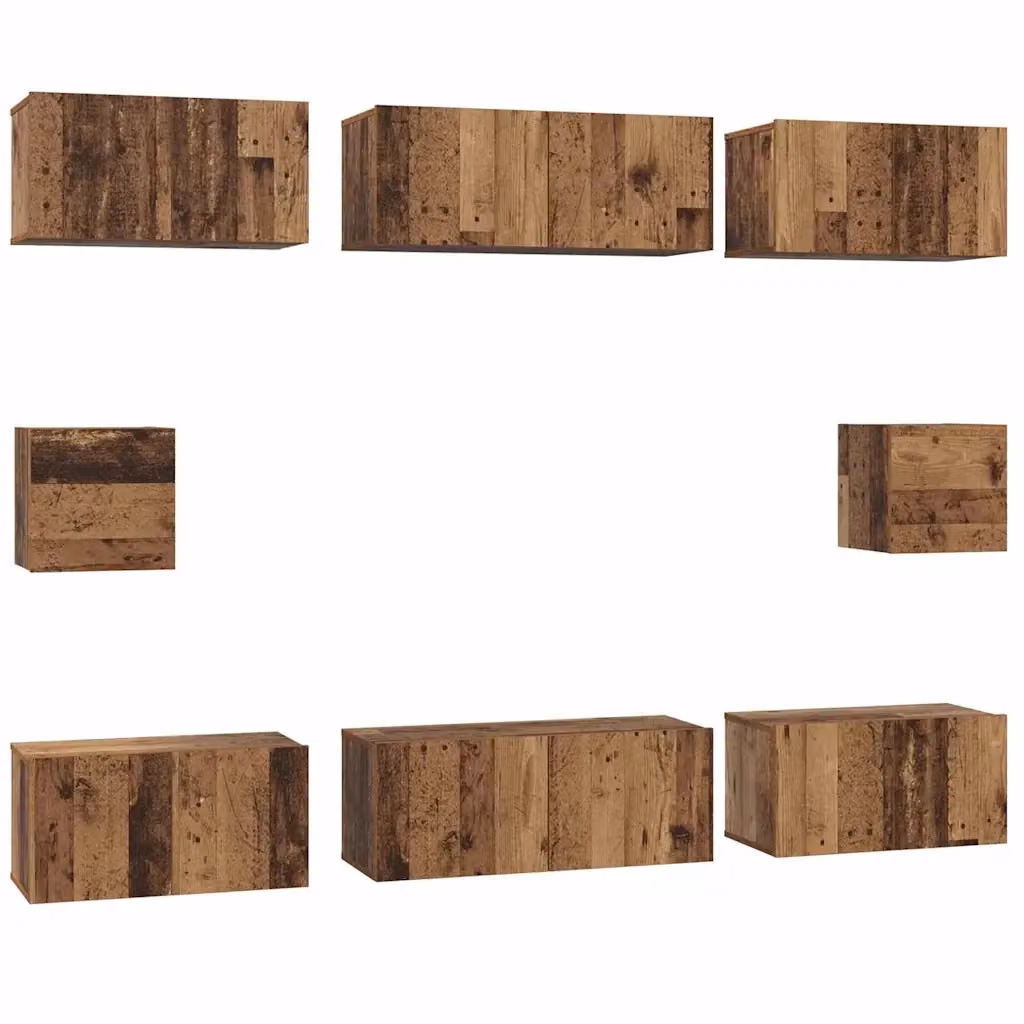 Set mobile TV moderno vidaXL in legno marrone composto da 8 pezzi – 2