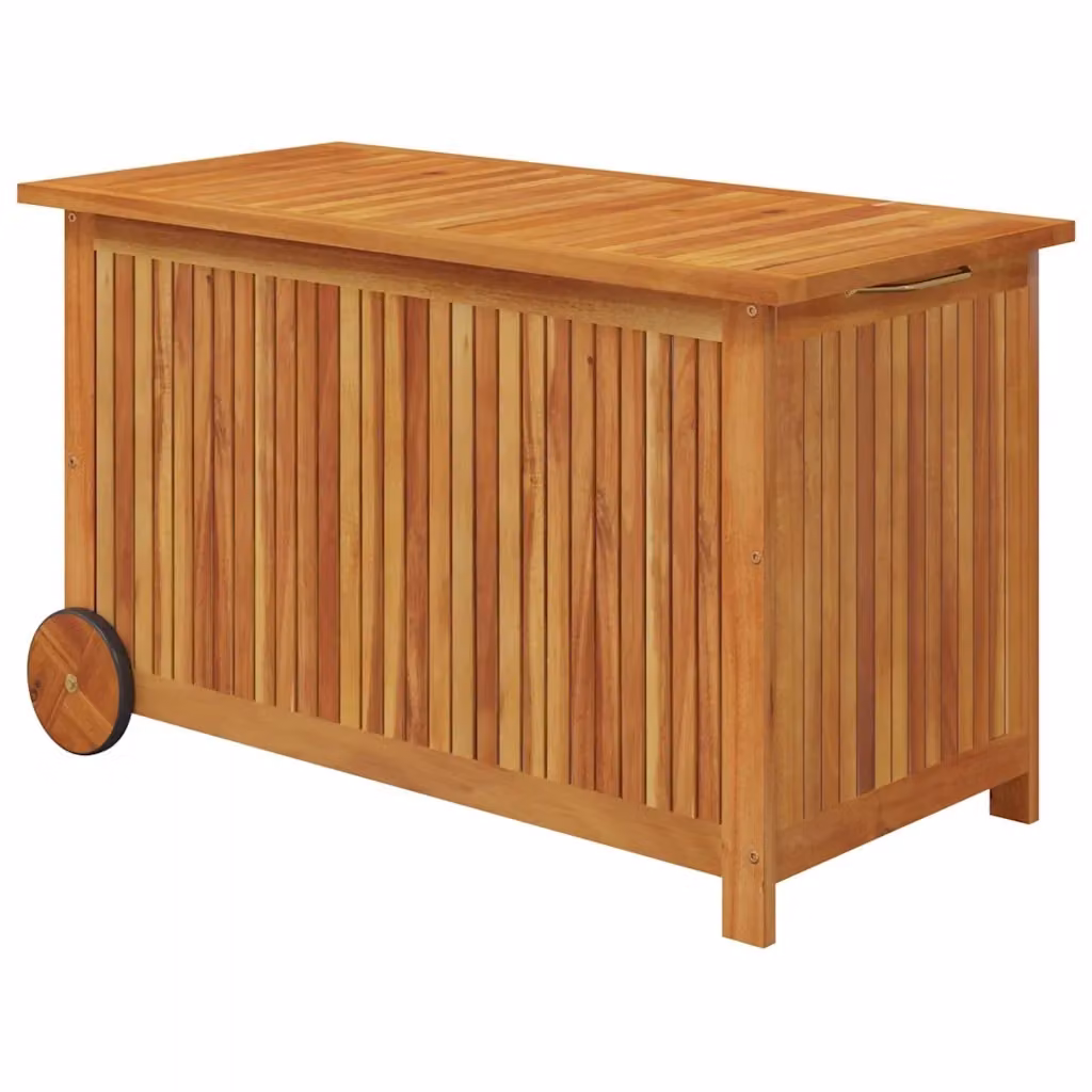 Contenitore da giardino con ruote vidaXL in legno di acacia oliato marrone L: 90 cm, P: 50 cm, H: 58 cm – 2