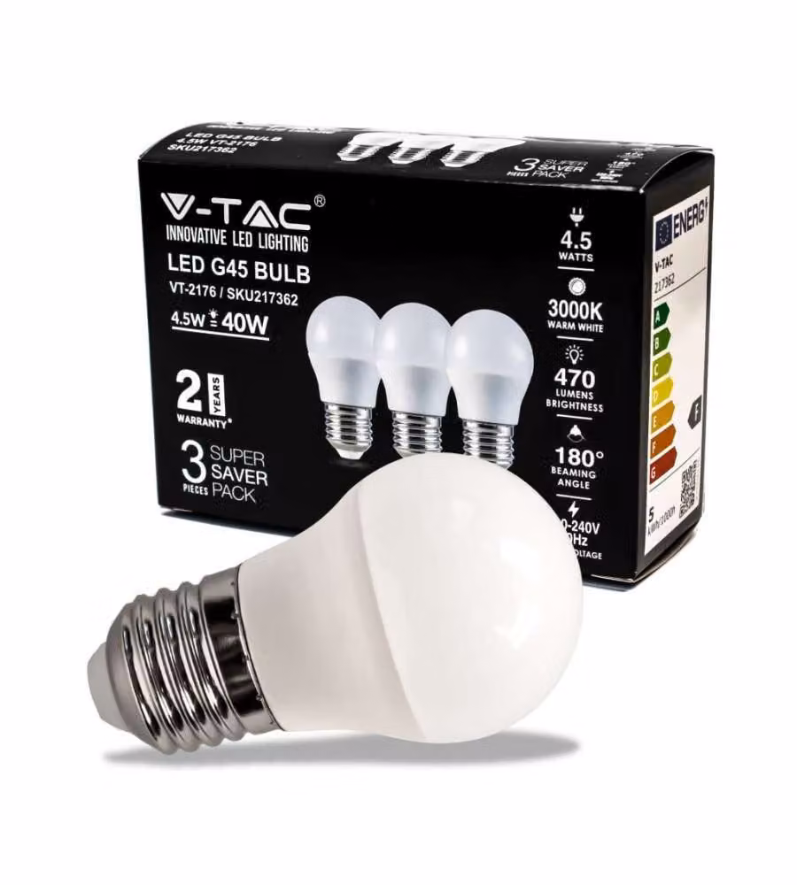 V-TAC Lampadina LED - Bianco Caldo - 45x80mm