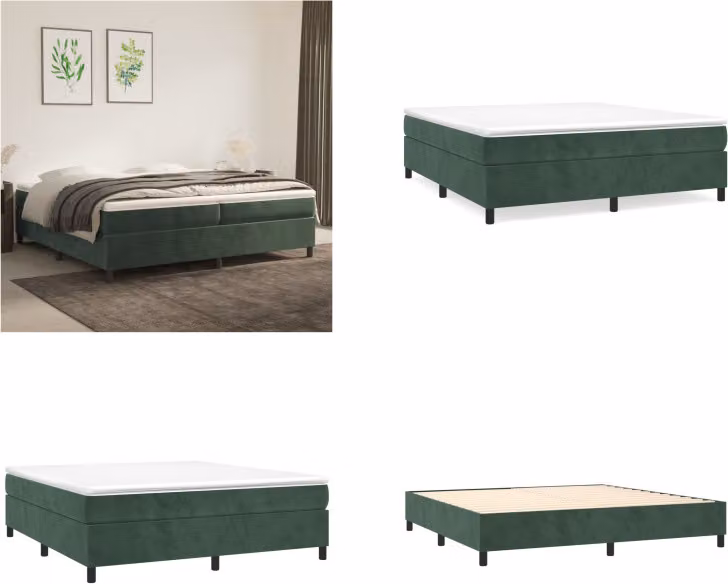 vidaXL Letto a molle con materasso verde scuro 200x200 cm in velluto - Letto a molle - Boxspringbetten - Bett - Schlafzimmermöbel