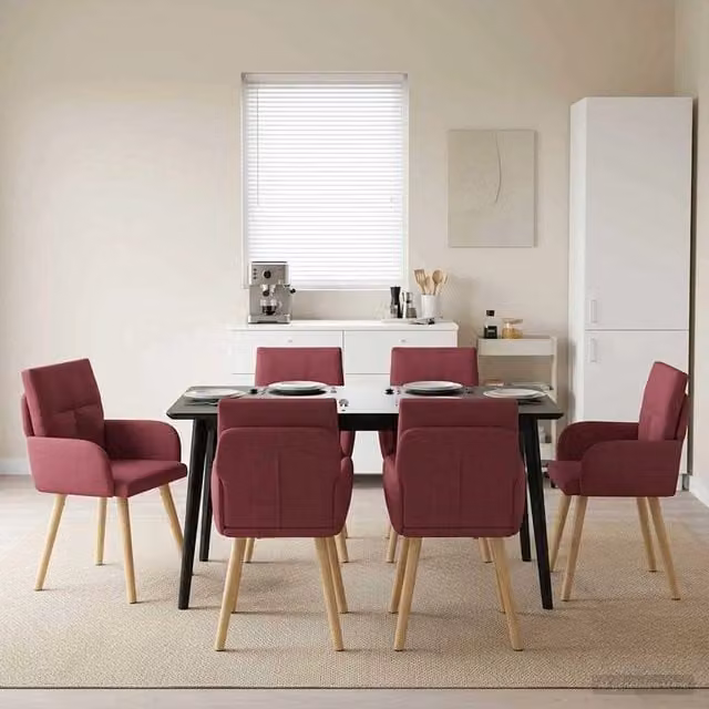 Sedie da pranzo 6 pz Tessuto Rosso Vino 60 x 56 x 93 cm 3428368