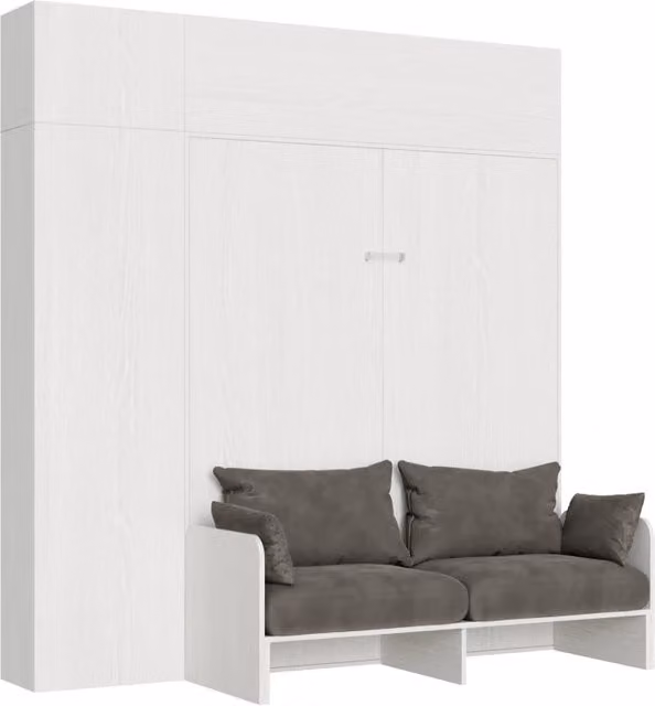 Letto matrimoniale Itamoby Kentaro Bianco Frassino con colonna e pensili