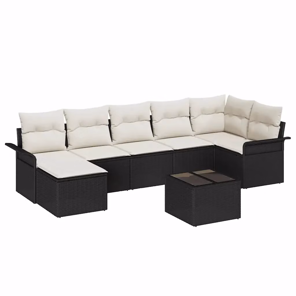 Set Divano da Giardino a L vidaXL in Polyrattan Nero con Cuscini e Tavolino da Esterno 8 Pezzi – 2